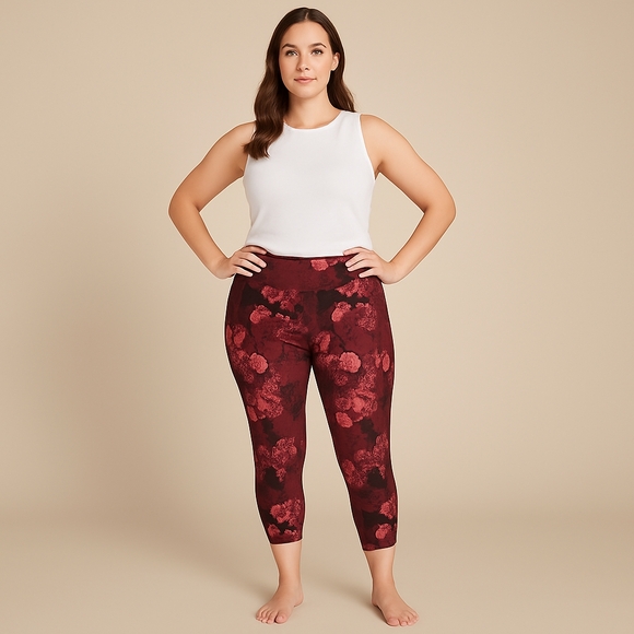 The Lane Bryant Livi Active High-Rise Wicking Floral/Tropical Print Leggings - Picture 1 of 9